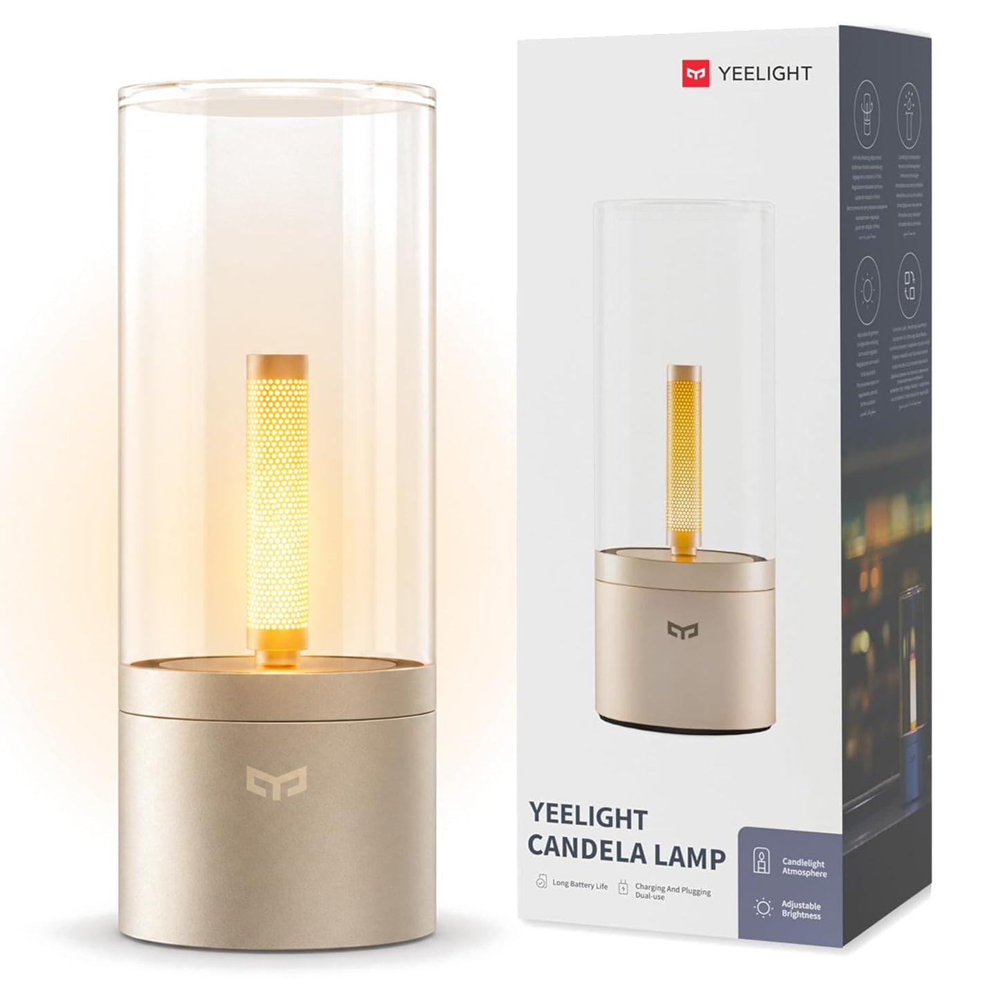 YEELIGHT Cordless Table Lamp, Portable Ambient Lighting, 1800K Warm Amber Light, USB-C Rechargeable, Twist Dimming, Candlelight Breathing Mode, Battery Operated Lamp for Home, Table, Bar, Cafe Decor