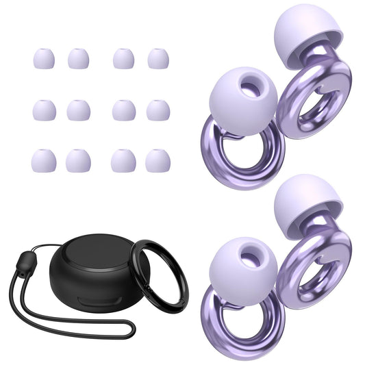JUSTRVN Ear Plugs for Sleeping,2 Pairs of Stylish Reusable Noise Reduction Earplugs with 8 Pairs Tips & case,Hearing Protection Earplugs for Concert,Travel,Work,Live Events - 25dB-30dB