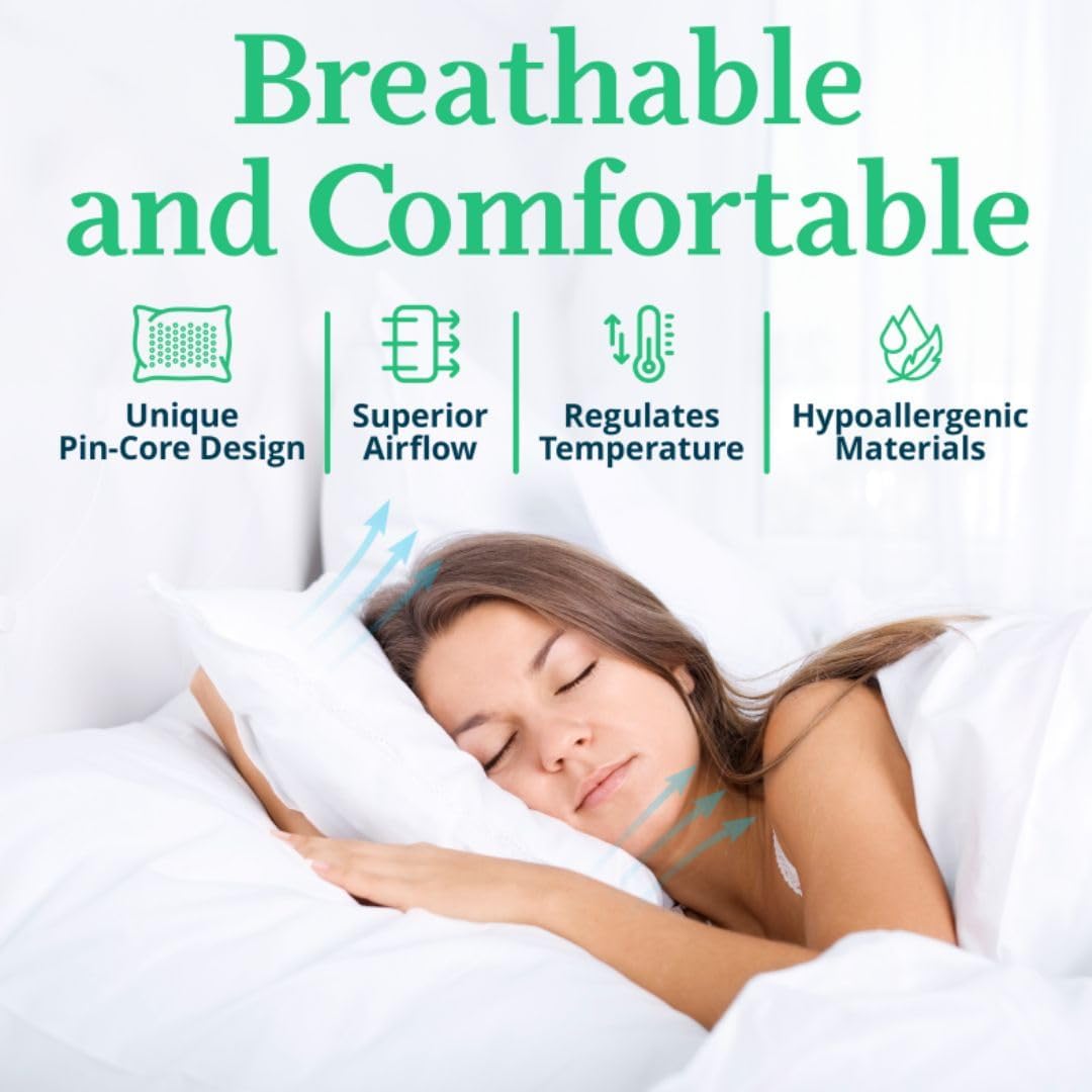 OrganicTextiles Natural Latex Pillow with Organic Cotton Cover (Queen Size, Extra Soft), GOTS Certified, Bed Pillow for Sleeping, Neck Pain Relief Help, Head Support, for Side Back Stomach Sleeper