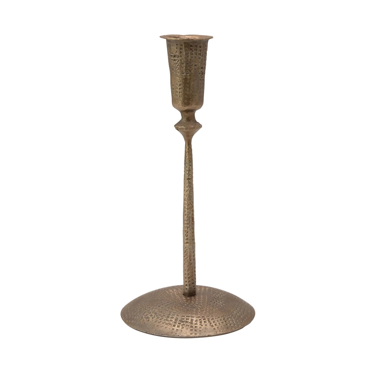 Creative Co-Op Hand-Forged Hammered Metal Taper, Antique Brass Finish Candle Holder
