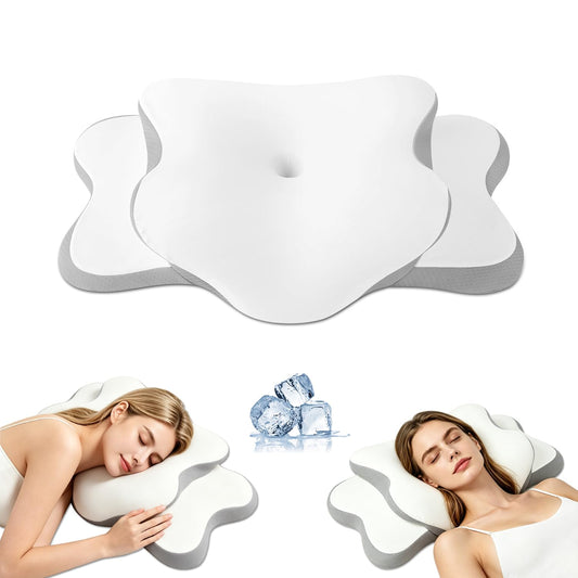 Cervical Neck Pillow for Neck Pain Relief & Side Sleeper | Ergonomic Pillow for Sleep Apnea, Neck Pain, and Snoring Relief | Orthopedic Memory Foam with Ergonomic Neck Support, White, Standard