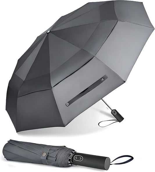 MRTLLOA 49/54/62 Inch Large Folding Golf Umbrella, Oversize Double Canopy Vented 10 Ribs Windproof Compact Travel Umbrellas for Rain