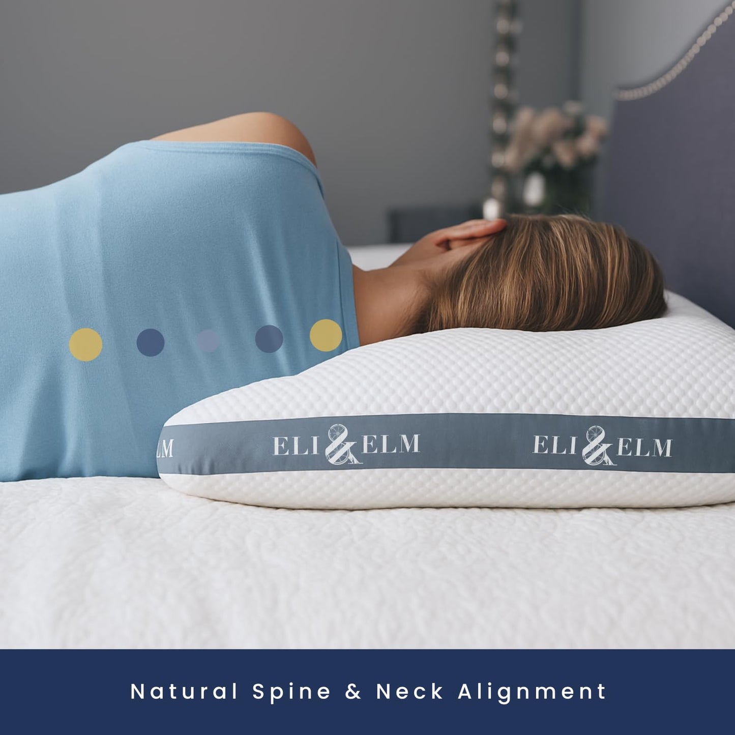 Eli & Elm Best Ergonomic Side Sleeper Pillow for Neck Pain. Supportive Cooling Latex Fill. U-Shape Contoured Design. King & Queen Size (Queen (U.S. Standard), with Pillow Case)