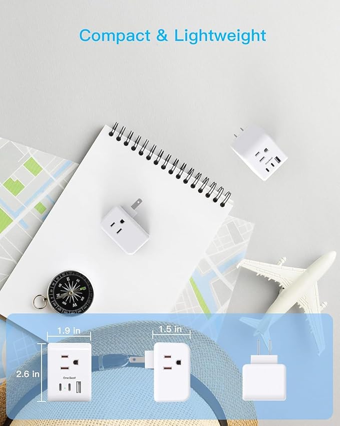 US to Japan Plug Adapter, 2 Prong to 3 Prong Outlet Adapter with 3 AC Outlets 3 USB Ports(1 USB C), Type A Travel Power Adapter for USA to Japanese Philippines China, Multi Plug Wall Outlet Extender