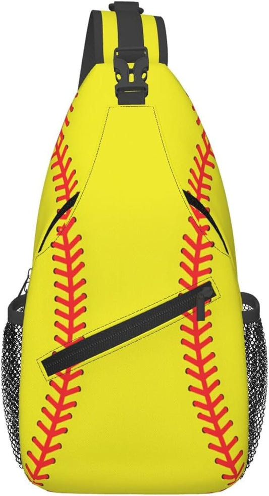QFXUYNG Softball Ball Adult Sling Bag Unisex Chest Bags Crossbody Backpack Casual Daypacks Shoulder Bag for Women Men Cycling Hiking Travel