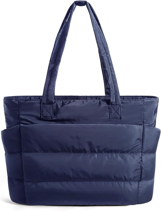 BAGSMART Tote Bag for Women, Lightweight Puffy Tote Bag with Compartments Shoulder Bag Handbag for Travel, Work, Gym