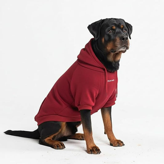 Spark Paws Dog Hoodie – Premium Dog Sweater for Small, Medium, and Large Dogs | Warm Outfits for French Bulldogs, Pitbull, Puppy, Winter Jacket Alternative - Burgundy - 4XL