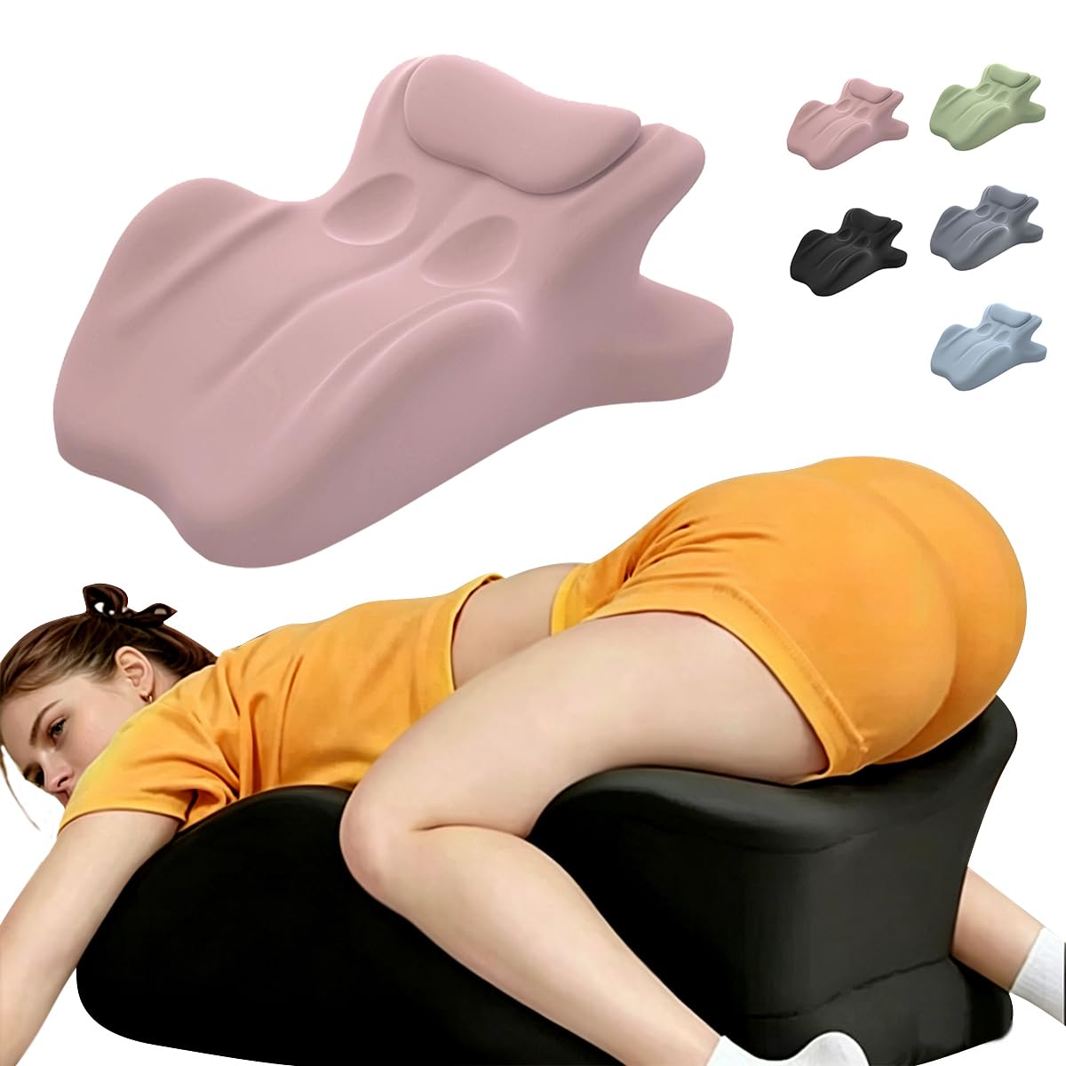 Huuflyty Ergonomic Memory Foam Wedge Pillow, 27° Prone Pillow for Back Neck Waist Leg Support, Multi-Functional Couples Pillow ﻿ (Pink)