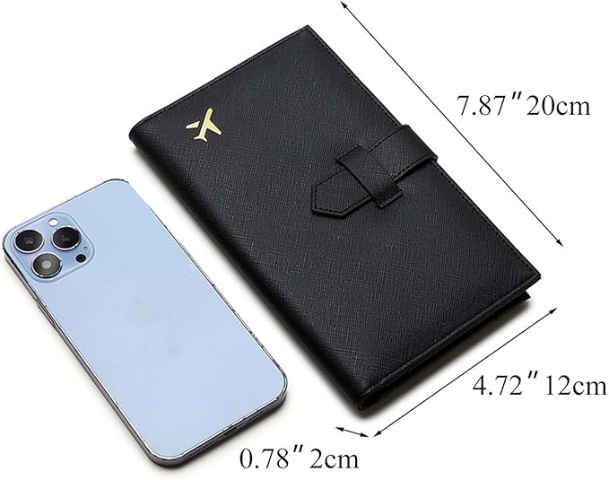 Waterproof Family Passport Organizer with RFID Blocking Genuine Leather Document Holder Card Slots Travel Wallet for Women Men Black (Red)