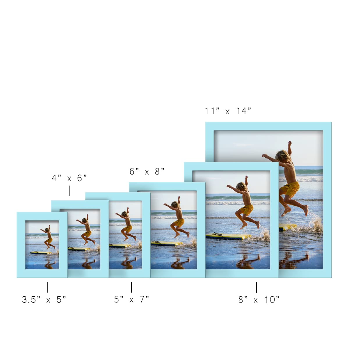 Renditions Gallery 8x10 inch Picture Frame High-end Modern Style, Made of Solid Wood and High Definition Glass Ready for Wall and Tabletop Photo Display, Blue Frame