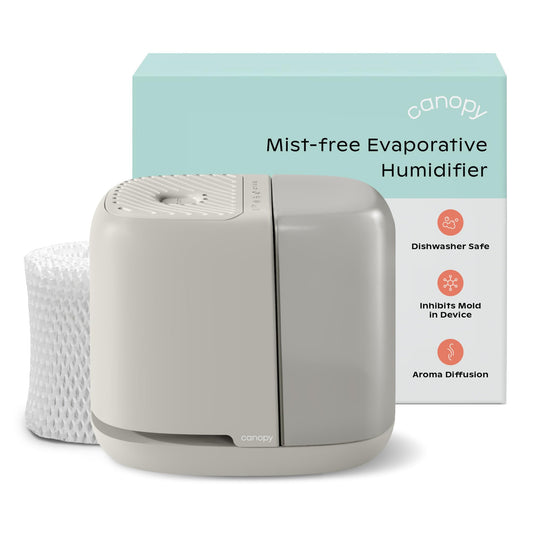 Canopy Bedside Humidifier 2.0, Moonstruck, 36 HR Run Time, 2.5L Capacity - Reading Light & White Noise - Alleviate Symptoms of Allergies, Cold, Dry Skin - Humidifier, Filter, Power Cord & Adapter