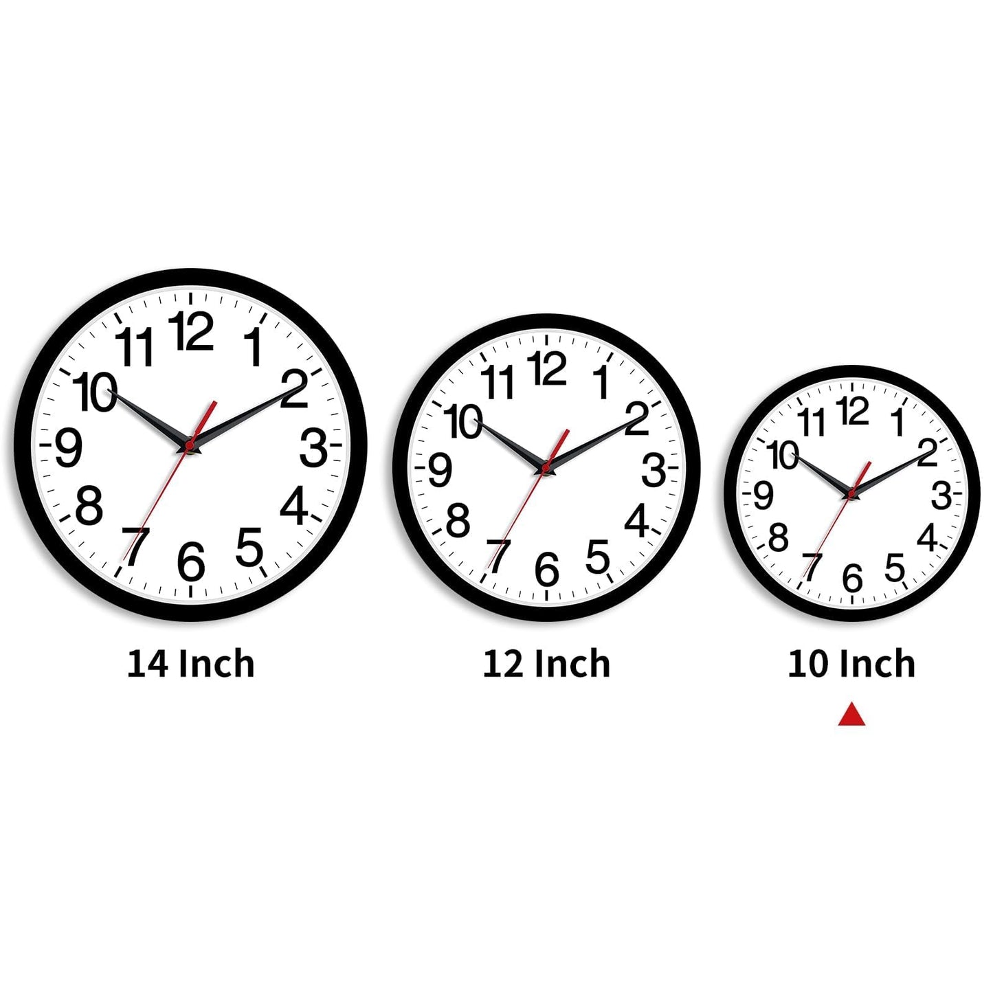 Rohioue Wall Clock Modern 10 Inch Black Battery Operated Silent Non Ticking Analog for Living Room Office Home Bedroom Kitchen Bathroom