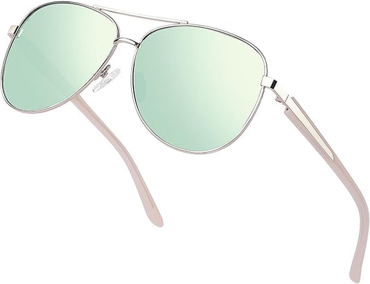 BIRCEN Polarized Aviator Sunglasses for Women : UV Protection Acetate Square Sunglass With Retro Classic Style