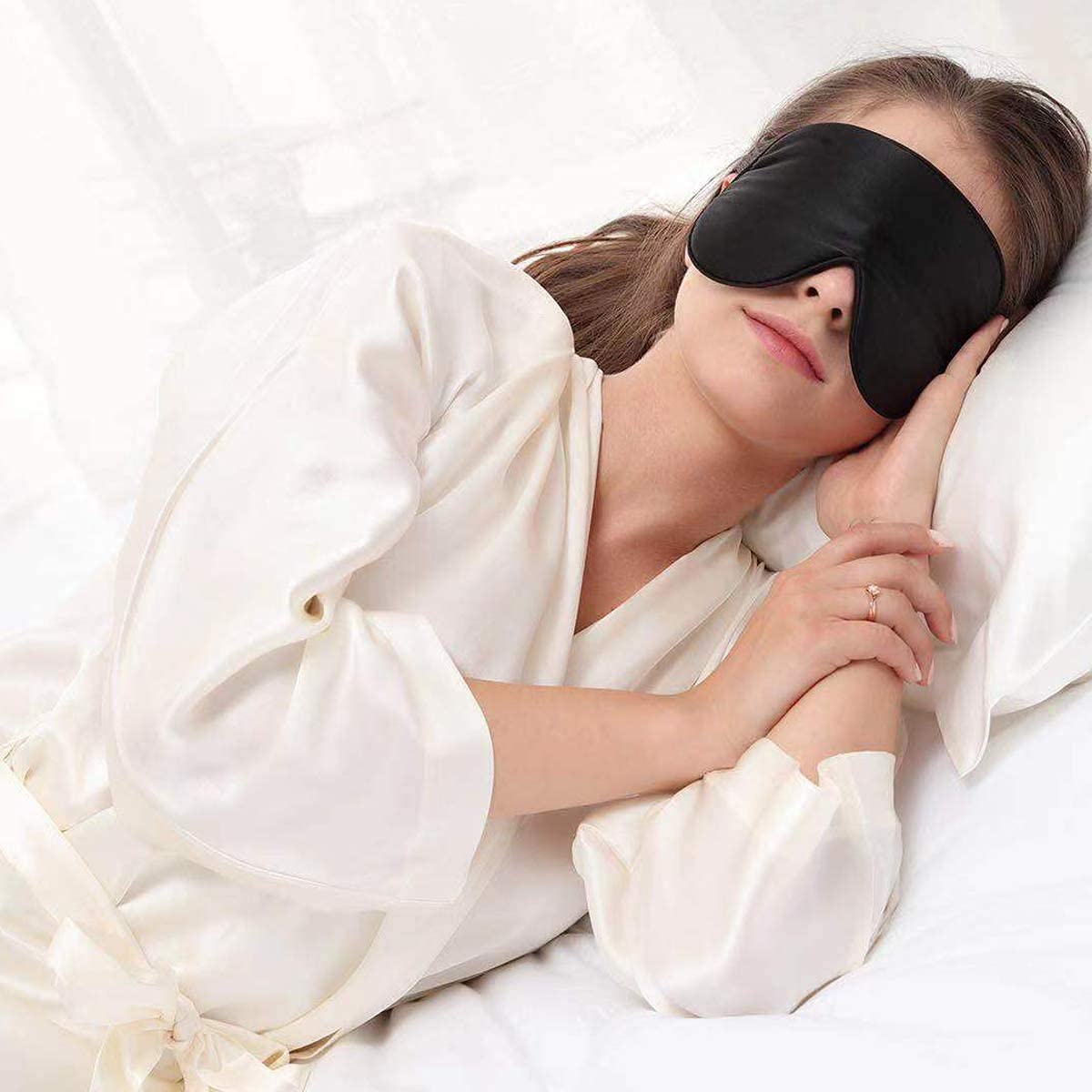 Alaska Bear Mulberry Silk Sleep Mask, Cool and Smooth (Original Black)