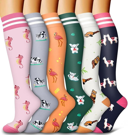 Bluemaple 6 Pack Copper Compression Socks for Women and Men Circulation-Best Support for Medical, Running,Nursing,Athletic