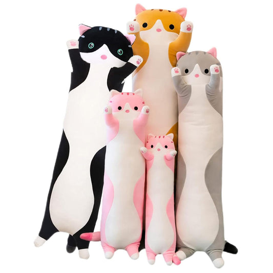 Long Cat Plush Pillow Soft Cat Hugging Pillow Stuffed Animal Pillow Cute Kitty Sleeping Throw Pillow Gift for Kids(70cm/27.55inch,Pink