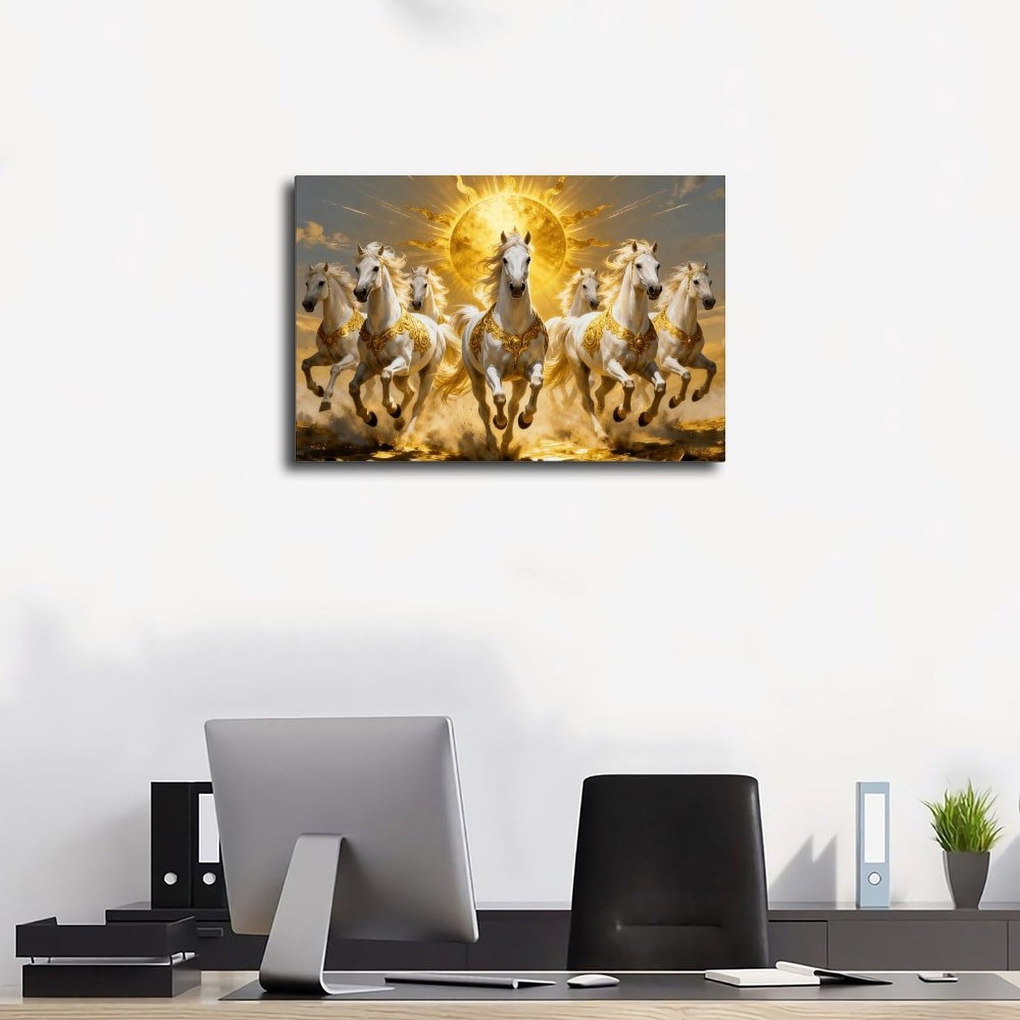 Seven Running Horses Painting Wall Art Poster 7 Lucky Horse Pictures 2 Canvas Poster Wall Art Print - Bedroom Office Bathroom Living Room Decor Unframe-style12x18inch(30x45cm)