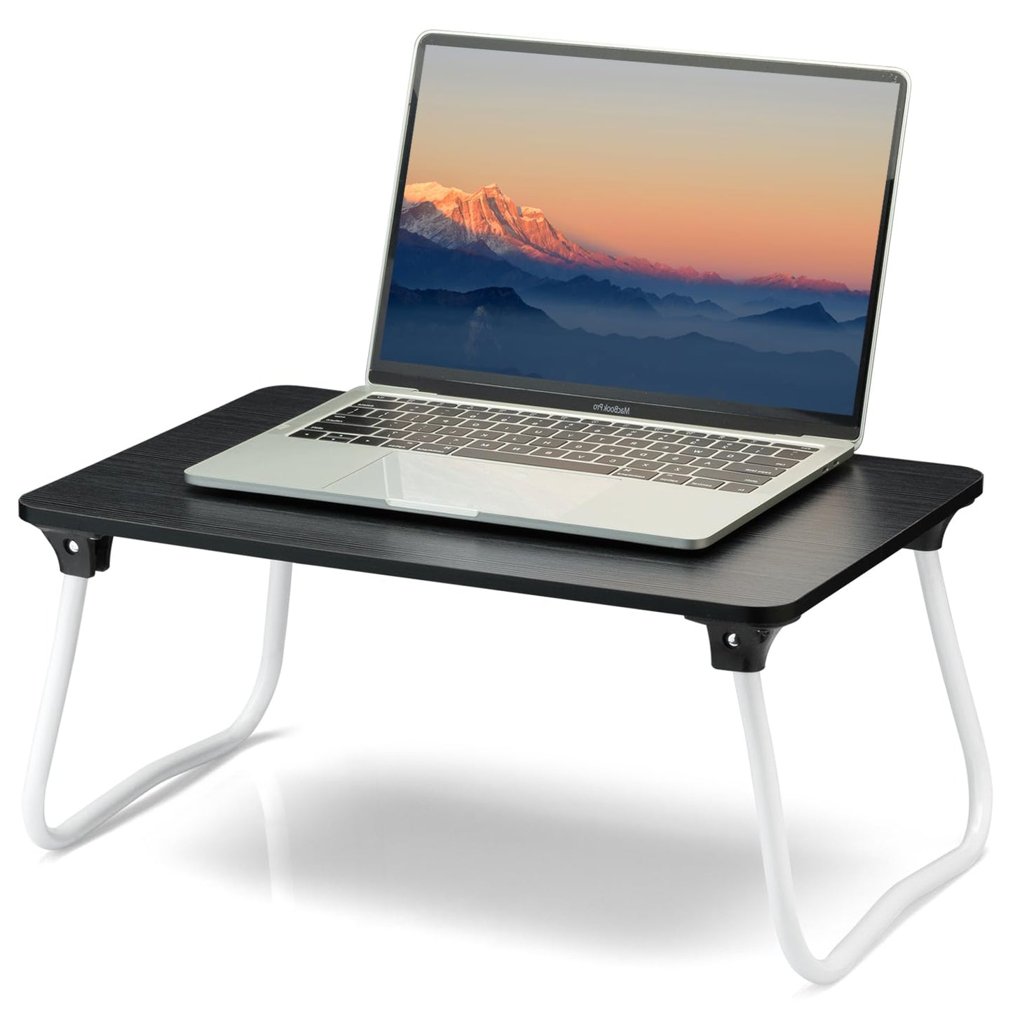 ZEAPTAC Laptop Bed Desk, Foldable Lap Desk, Portable Laptop Stand, Lightweight & Mini Table for Breakfast/Picnic/Drawing/Couch/Floor - Black