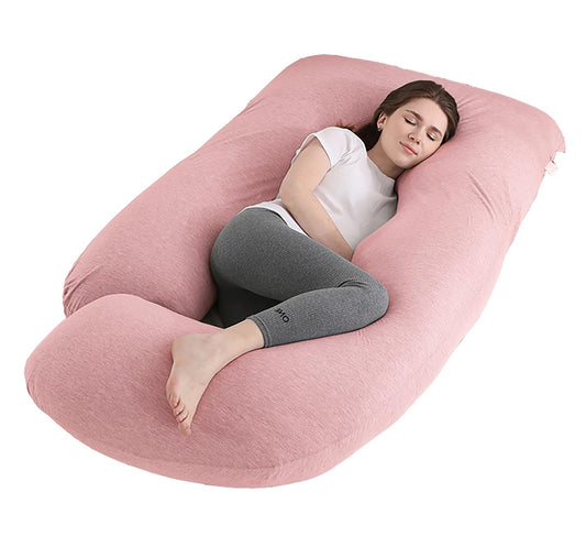 Jcickt Pregnancy Pillow for Sleeping,59 inch Maternity Pillow with Removable Washable Cover,J-Shaped Cooling Full Body Pregnant Pillow -Support for Backs,Legs, Belly, HIPS, Improve Sleep-Pink