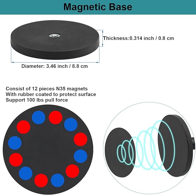 Gym Magnetic Phone Holder,Strong Magnetic Base Metal Ball Joint,for Fridges/Motorcycle Tank/Motor Vehicle,Phone Holder Gym Accessories for Men Women,Adjustable Clip Fit for 3.5~7.5 inch Smartphones