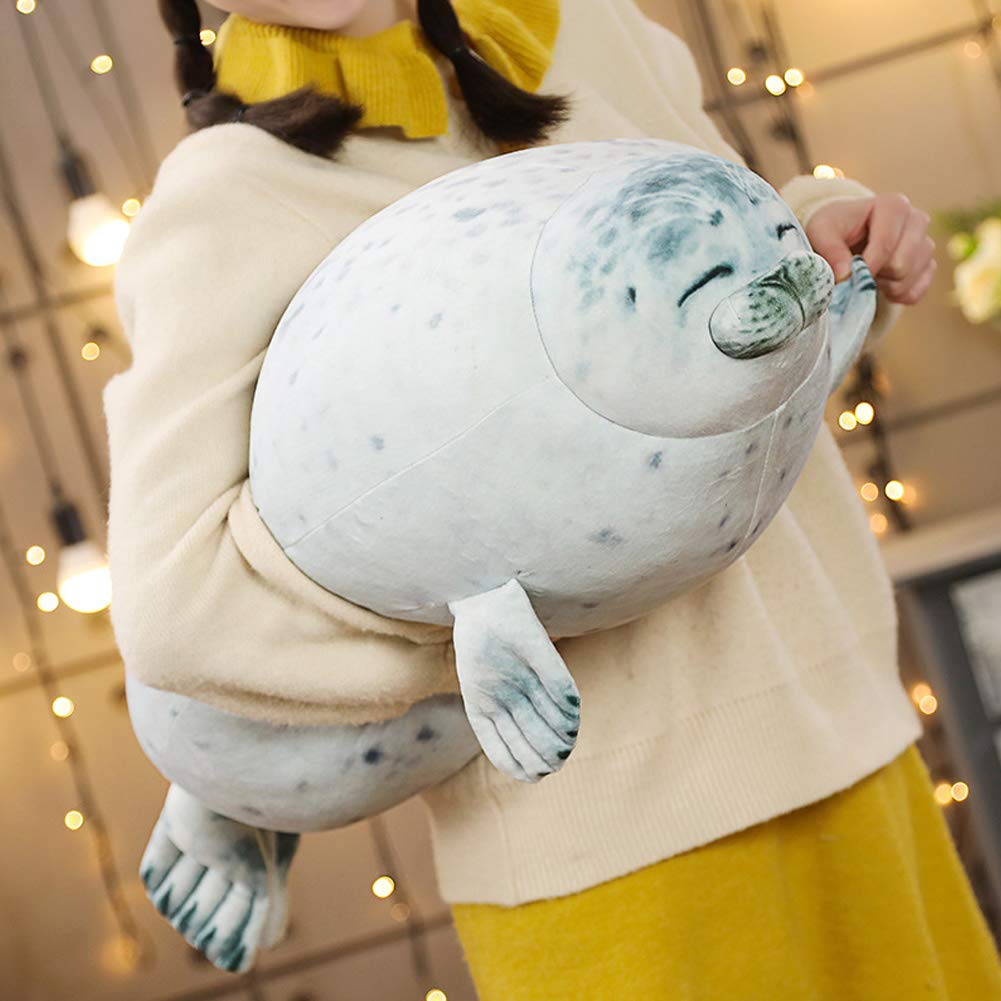 EHOTONG Cute Blob Seal Pillow, Chubby Seal Plush Hug Pillow Soft Stuffed Animal Toy (White, 15")