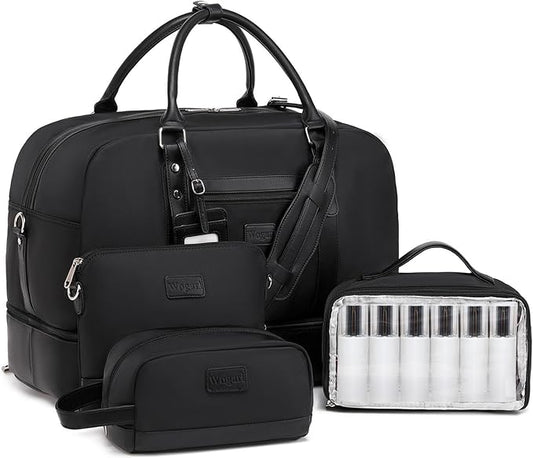 Wogarl Weekender Bags for Women Large Canvas Overnight Bag Travel Duffel Bags Carry on Shoulder Weekend Bag with Shoe Compartment for Travel Night Flight Daily Use