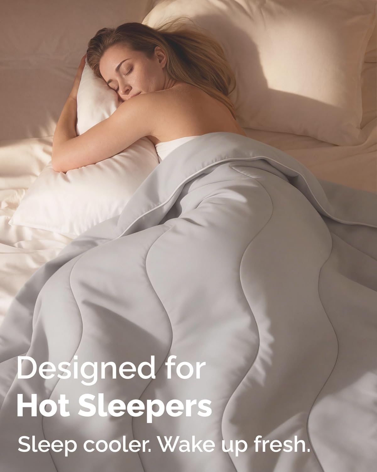 Cooling Comforter Full/Queen Size - Cooling Blanket for Hot Sleepers and Night Sweats - Summer Comforter for Full & Queen Size Beds - Soft, Breathable Cold Blanket for Sleeping - 90x90 (Light Grey)