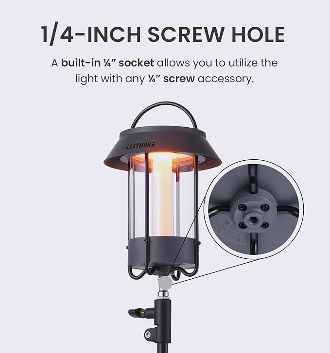 CLAYMORE Selene Lamp (Dark Gray) - Aesthetic Portable Outdoor Lamp, 4 Mood Lights, 6,700mAh Rechargeable, 660 Lumens, Waterproof. Halloween Decor, Camping, Glamping, Parties, Tents, and Backyards.