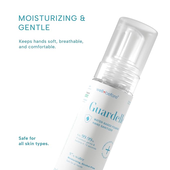 Well Before Guardelle, Alcohol-Free Foaming Hand Sanitizer - 97% Water, Non-Sticky Micro-Foam, 7 fl oz (Pack of 3)