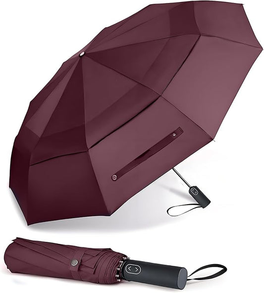 MRTLLOA 49/54/62 Inch Large Folding Golf Umbrella, Oversize Double Canopy Vented 10 Ribs Windproof Compact Travel Umbrellas for Rain