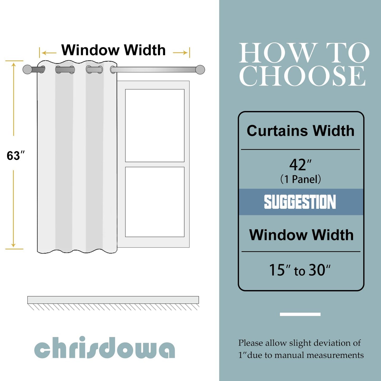 ChrisDowa Grommet Blackout Curtains for Bedroom - Thermal Insulated Room Darkening Curtains for Living Room (1 Panel Set, Black,42W x 63L)