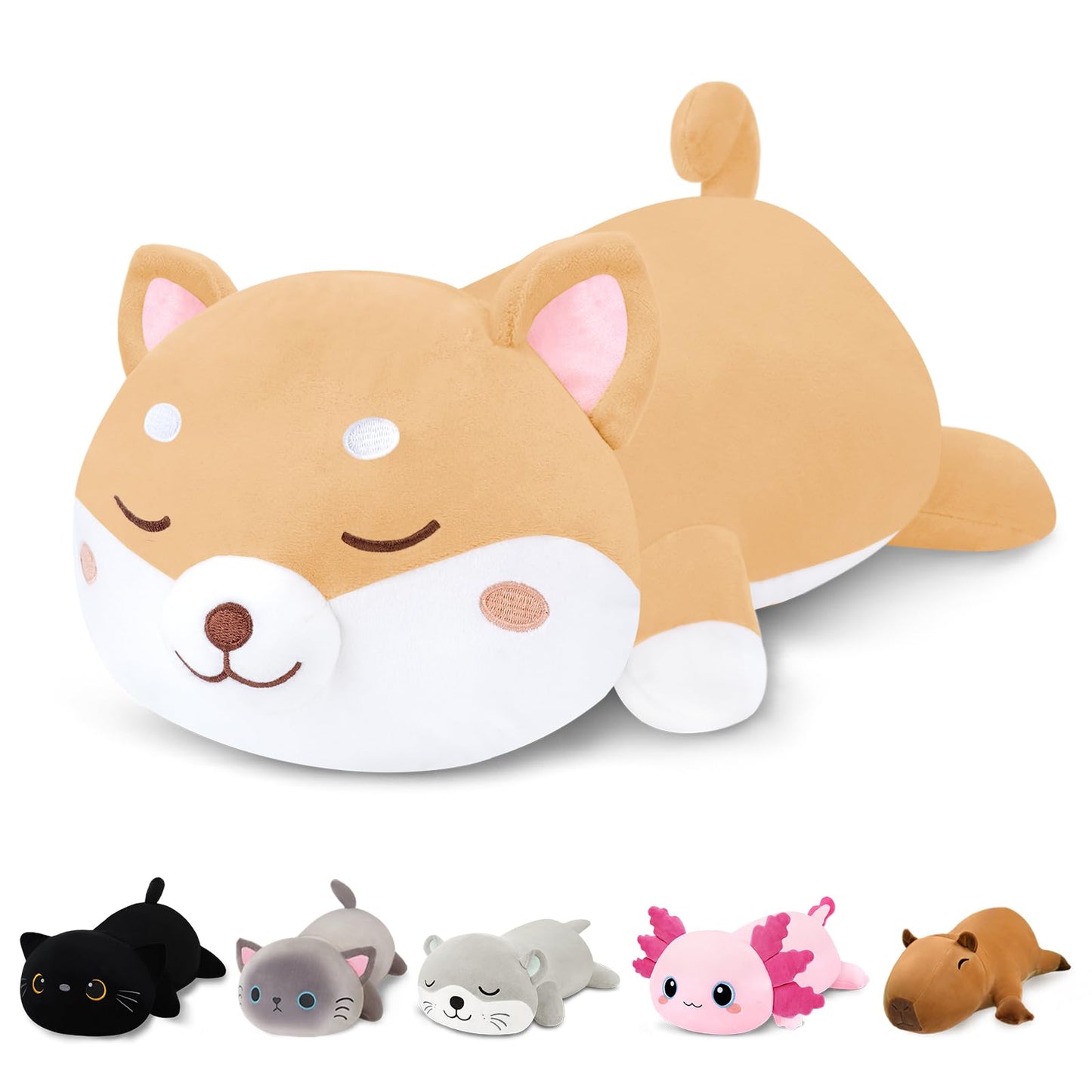 Finebee Weighted Shiba Inu Stuffed Animals, Cute Weighted Dog Plush, Soft Comfort Stuffed Weighted Shiba Inu Plushie Gifts for Kids & Adults (9.8" 0.8Lbs)