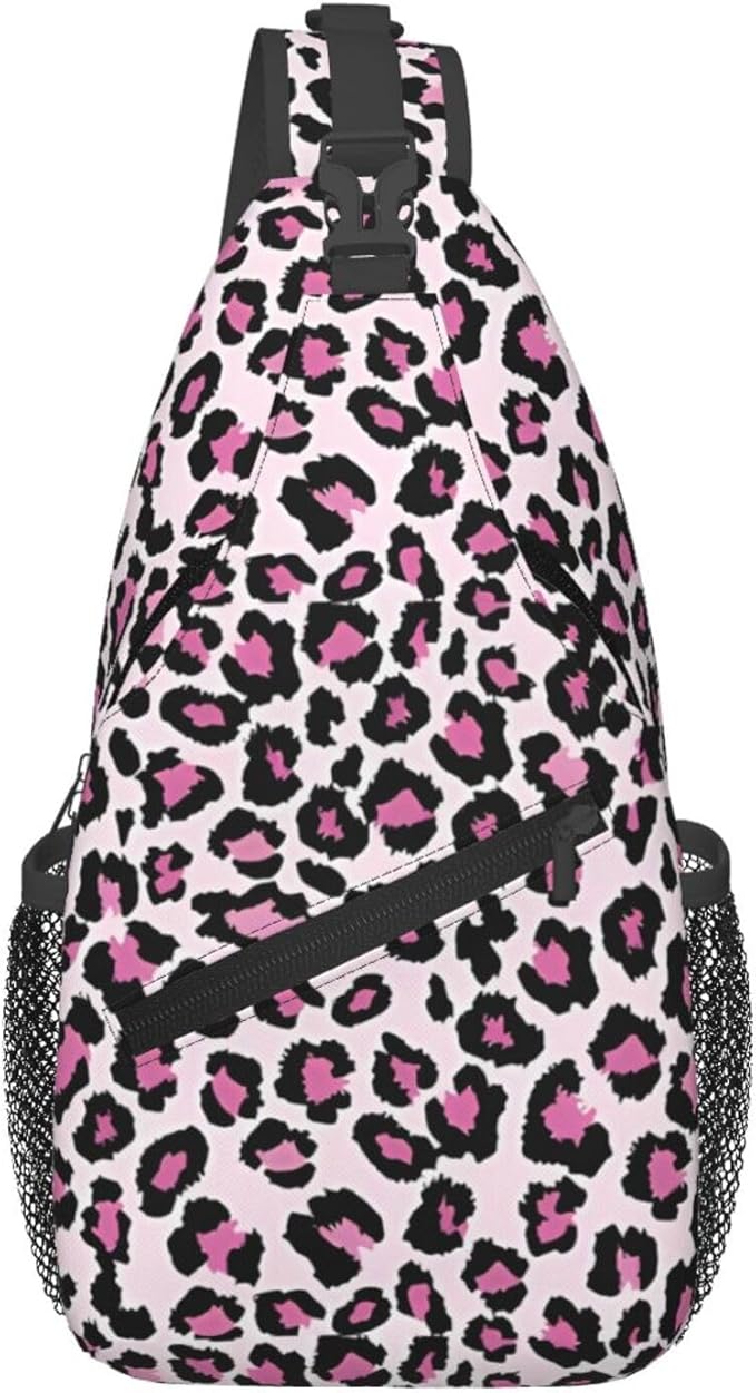 QFXUYNG Leopard Print Adult Sling Bag Unisex Chest Bags Crossbody Backpack Casual Daypacks Shoulder Bag for Women Men Cycling Hiking Travel
