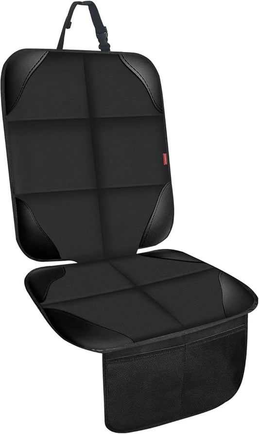 MORROLS Car Seat Protector for Child Seats,1 Pack Car Seat Cushion,Waterproof Fabric Car Seat Covers for Non-Slip Backing Mesh Pockets for Baby,Pet,SUV, Sedan and Trunk(Black)
