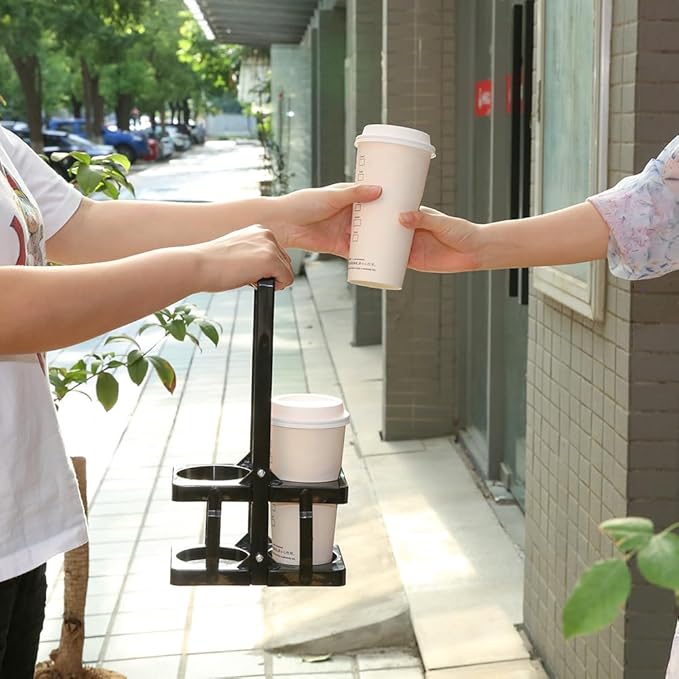 musbus Reusable Drink Carrier with Handle for Delivery Drivers, Portable Cup/Coffee Holder Accessories for Delivery, Foldable Drinks Caddy with Tray, Car Durable Plastic Festive Bottle, Vacation