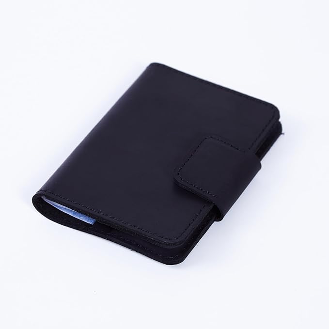 Leather Passport Holder for Travel - Black Passport Cover for Men Compatible with Airtag Passports Wallet with Card Slots & Note Compartment, Magnetic Closure, Genuine Leather, Vintage Black