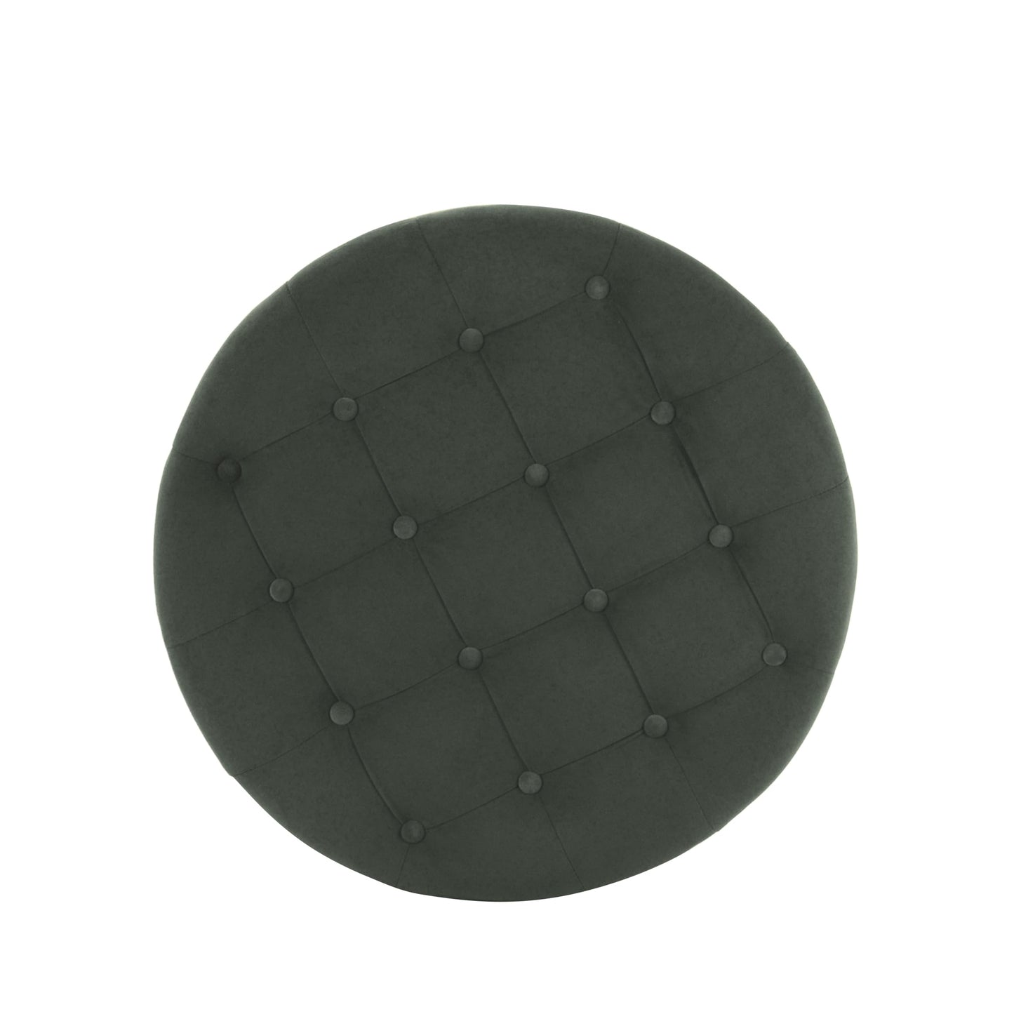 HomePop Home Decor | Large Button Tufted Velvet Round Storage Ottoman | Ottoman with Storage for Living Room & Bedroom, Loden Green Velvet, 28"