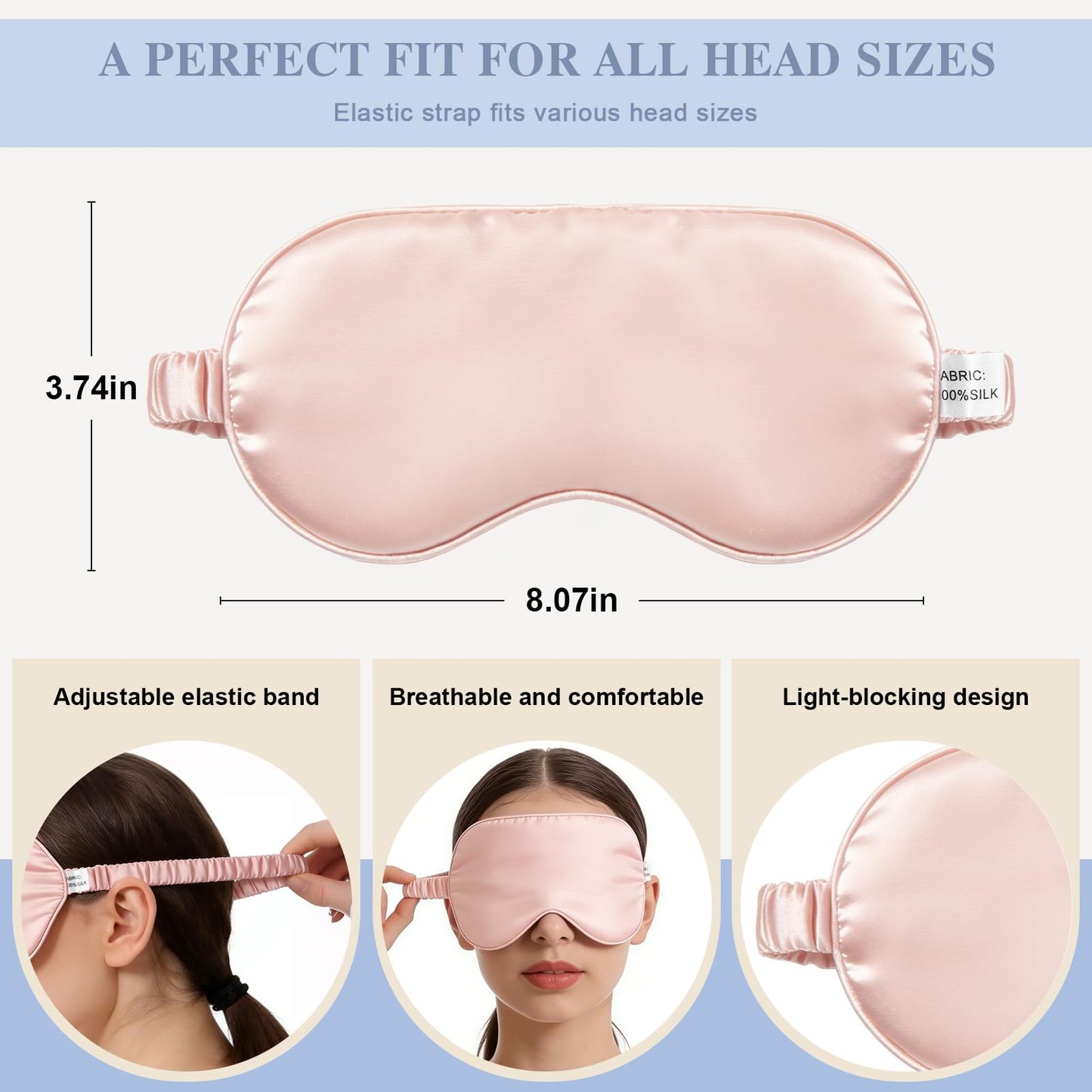 Doitory Silk Sleep Mask,Eye Mask for Sleep Women Men,Mulberry Sleeping Mask with Adjustable Strap,Blindfold Blackout Eye Mask for Travel and Full Night's Sleep,Nap
