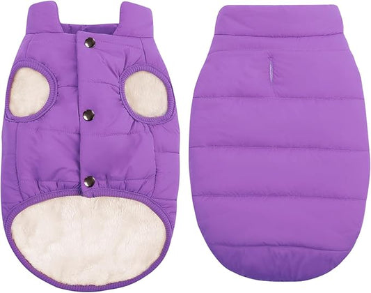 ASENKU Dog Winter Coat - Waterproof Windproof Dog Jacket, Warm Snowproof Doggie Puffer Vest for Cold Weather, Lightweight Snow Coats for Small Medium Large Dogs (Purple, M)