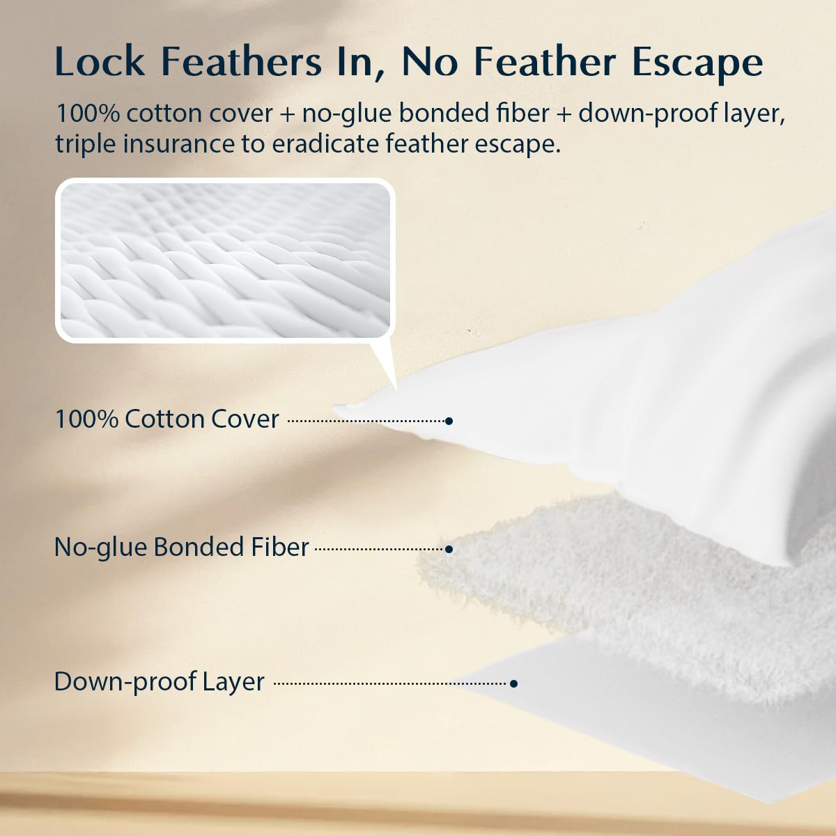 Pacific Coast Premium Goose Feather & Down Bed Pillows Queen Size 2-Pack, Hotel Quality Collection, Medium Support for Side & Back Sleepers