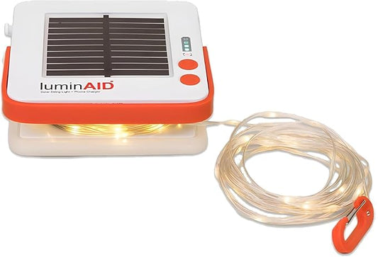LuminAID Solar String Light with Phone Charger - Rechargeable Tent Lights for Camping - 32 ft String Lights Perfect for Camping, Backyard, Patio, RVs, Outdoor, Power Outages (1 Pack)