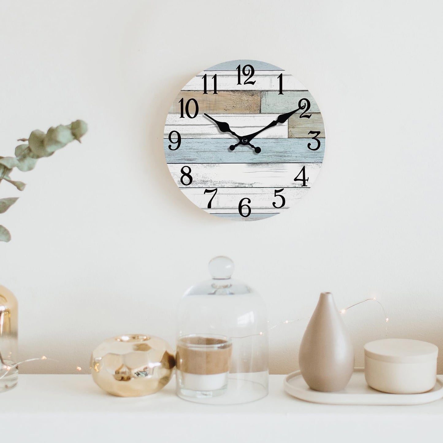 KECYET Wall Clock Battery Operated 12 Inch Silent Non Ticking Coastal Design Country Rustic Retro Decorative for Bathroom Kitchen Living Room Bedroom