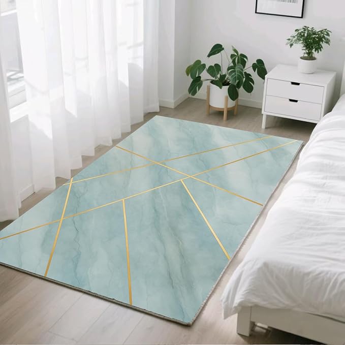 Minimalist Marble Rug - 3x5 Rug, Abstract Line Marble Rugs, Modern Geometric Entryway Rugs, Washable & Non Slip Carpet Home Decor