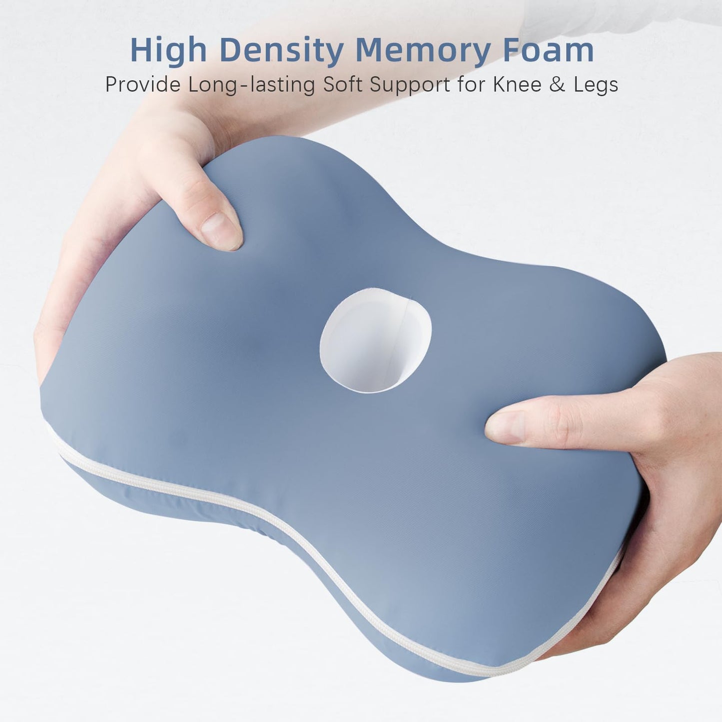 Ruizman Knee Pillow for Side Sleepers - Cooling Pillow Between Legs for Side Sleeping - Memory Foam Knee Pillow with Strap for Hip Pain & Spine Alignment (Blue)