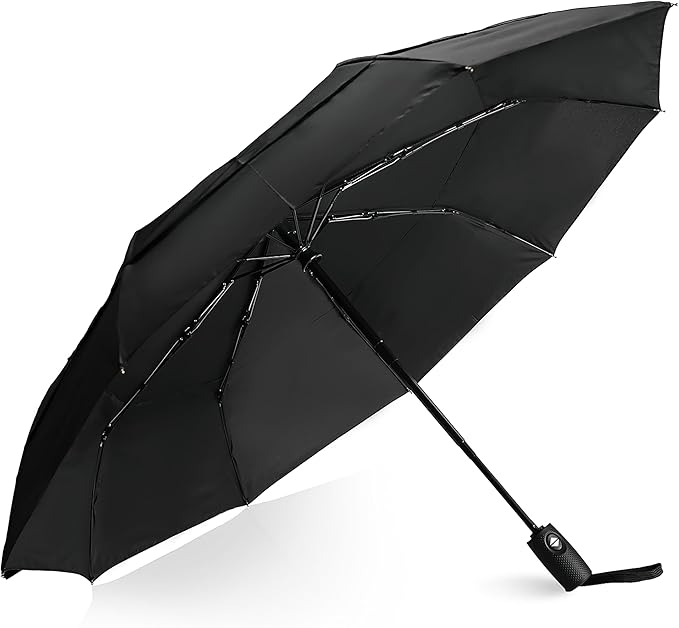 Khulula Windproof Compact Travel Umbrellas for Rain – Easy Auto Open Close, Automatic Durable Waterproof – Backpack, Portable, Lightweight Umbrellas for Travel