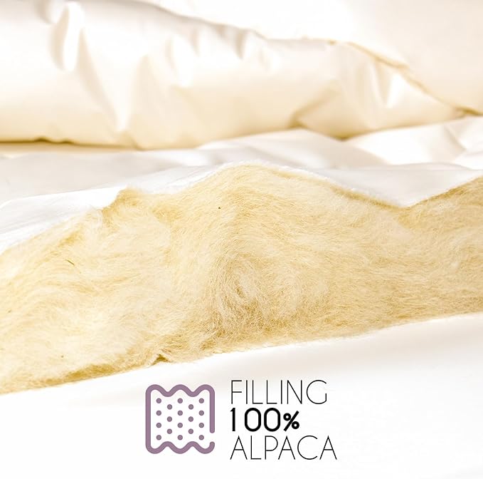 Twin Extra Warm 100% Fine Alpaca Duvet - Premium Cotton Cover, 6,66 lb Filling, Ideal for Winter, Breathable & Temperature-Regulating, 70 x 92 inches