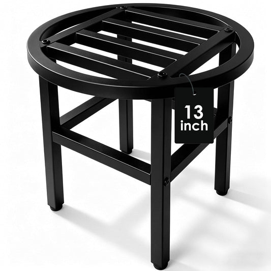 Hongsane Plant Stand Indoor Outdoor,13 Inch Tall Metal Plant Stands Riser,Heavy Duty Wrought Iron Pedestal Holders for Large Flower Pot,Outside Rust-Proof Black Flower Display Shelf for Patio,1-Pack