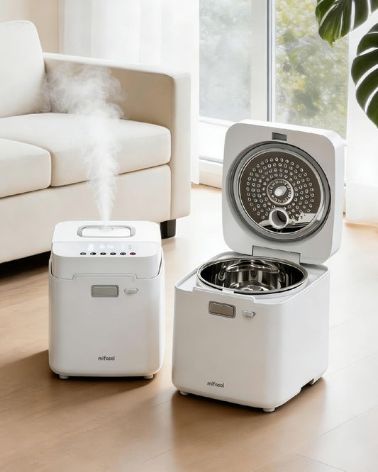 Mifasol Stainless Steel Humidifier, 3.3L Warm Mist Humidifiers for Bedroom, Easy Clean Steam Humidifiers for Home, Dishwasher Safe Humidifier Large Room, White