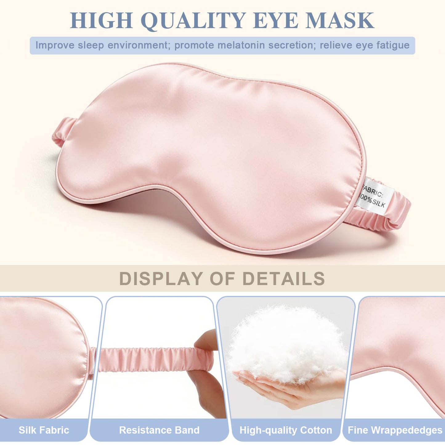 Doitory Silk Sleep Mask,Eye Mask for Sleep Women Men,Mulberry Sleeping Mask with Adjustable Strap,Blindfold Blackout Eye Mask for Travel and Full Night's Sleep,Nap