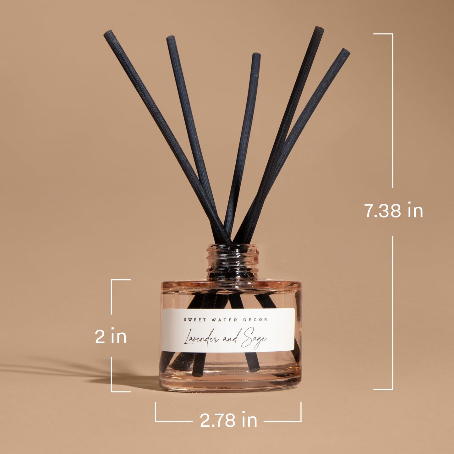 Sweet Water Decor Salt and Sea Reed Diffuser - Sea Salt, Citrus, Musk & Amber Scent - Long-Lasting 4 Month Home Fragrance, Non-Toxic, Aesthetic Home & Bathroom Decor, Made in USA, 3.5 Fl Oz
